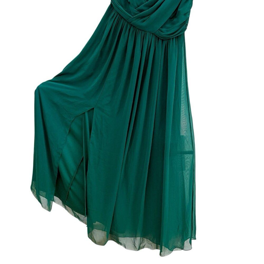DESSY COLLECTION Sleeveless Draped Chiffon Maxi Dress Women 16 Hunter Green NWOT - Picture 6 of 11
